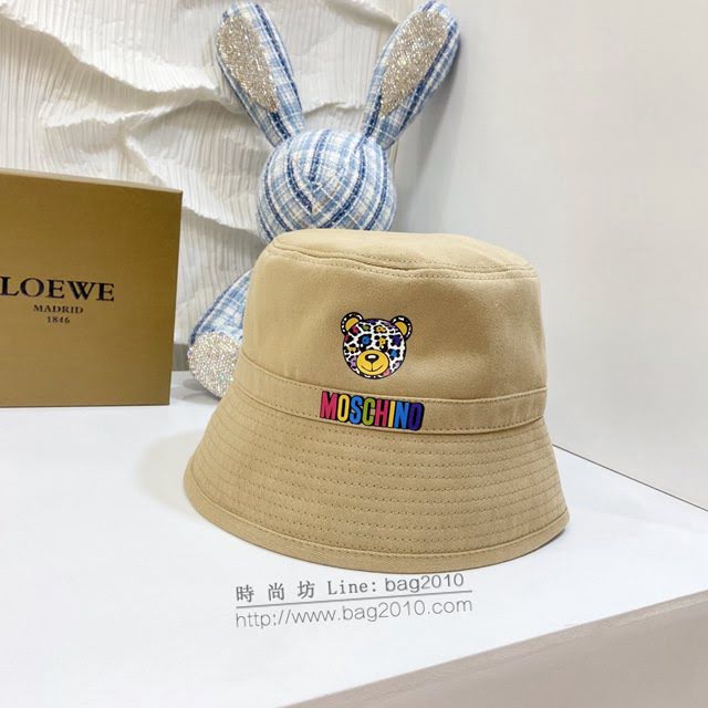 Moschino男女同款帽子 莫斯奇諾小熊圖案簡約款漁夫帽遮陽帽  mm1192